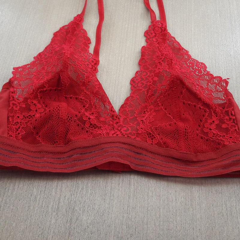 Conjunto Sem Bojo em Renda e Tecido