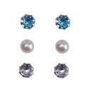 Kit com 3 Pares Brincos Pedras e Pérola