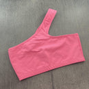 Top Fitness Assimétrico Rosa Neon em Poliamida MTX MODA - Alta Elasticidade e Conforto