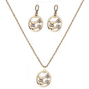 Conjunto Bijuteria com Pedras  - Colar e Brinco Banhados