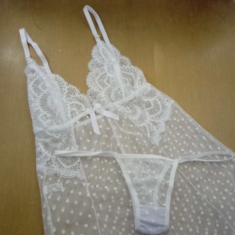 Camisola Sensuale com Renda e Tule