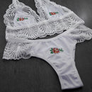 Conjunto em Microfibra e Renda com Bordado