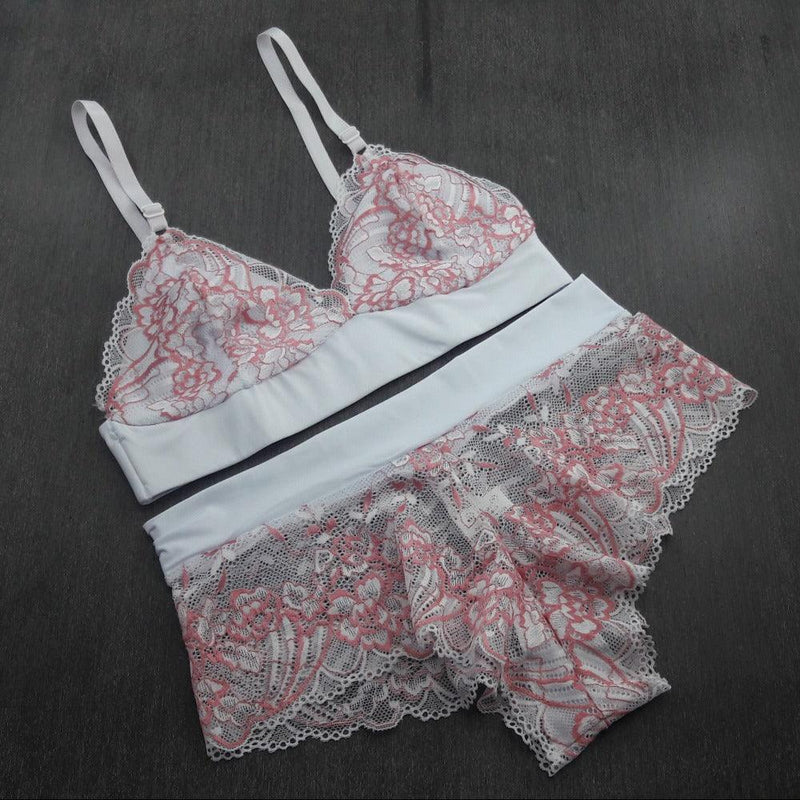 Conjunto Sem Bojo com Renda Bicolor