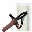 Cinta com prótese peniana vertebrada em Cyber Skin® 18 x 4Cm - Cor Chocolate